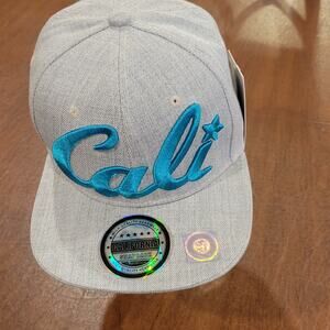 California Republic 3D Cali Snapback Flat Brim Hat Cap Two Tone Heather Aqua New